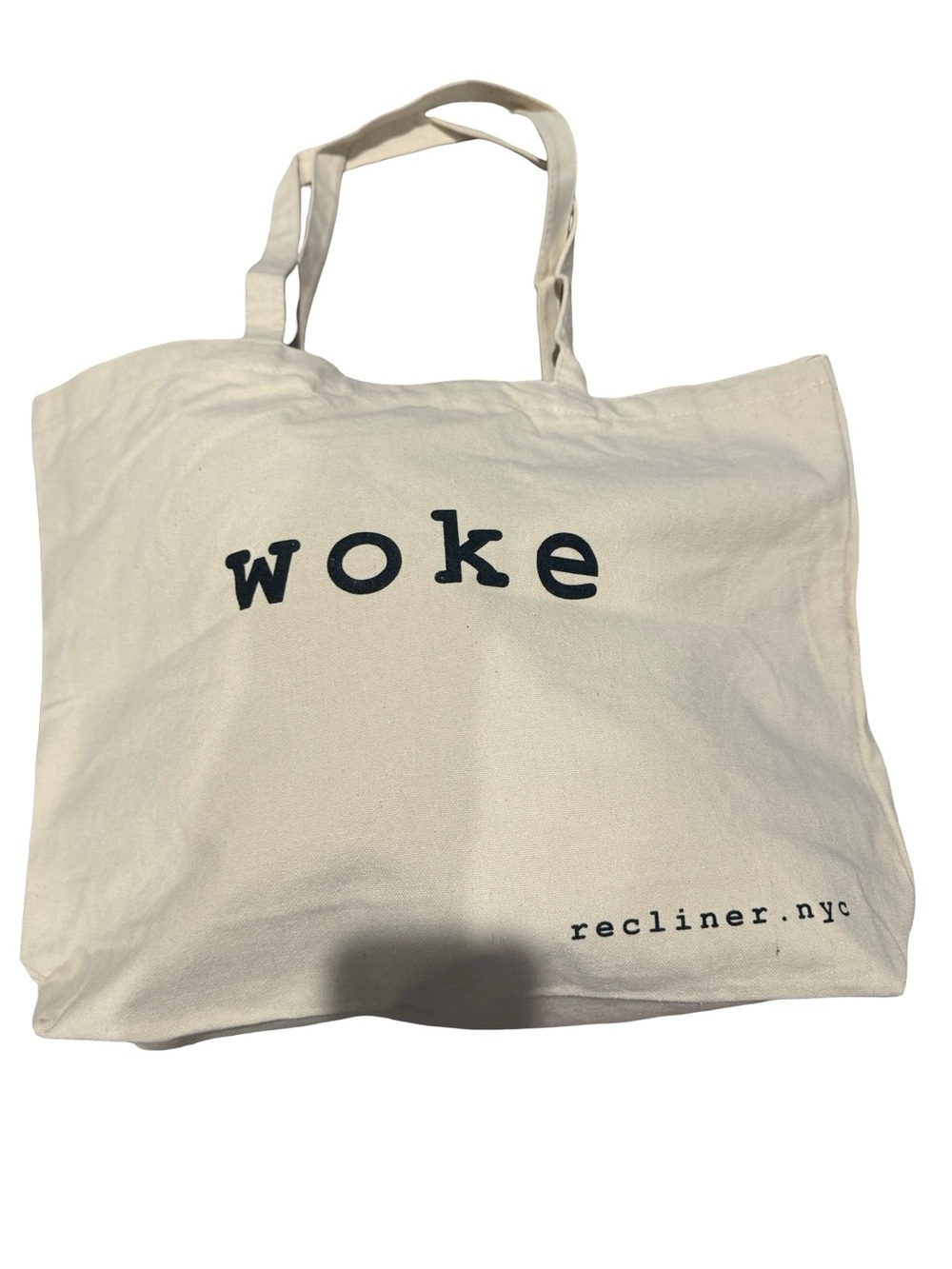 recliner.nyc 'woke' Canvas Tote Bag - Cream NWOT